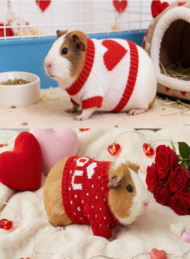 Rbenxia 2 Pieces Guinea Pig Costume Knitted Sweater Ferret Clothes 4.2 Inches Bunny Clothes for Dog Small Animal Outfit (One Size, Valentine's Day) - Image 4